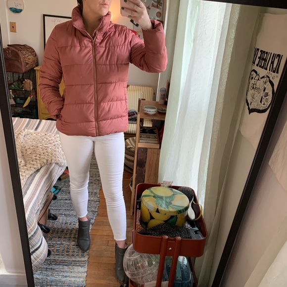 old navy pink puffer jacket